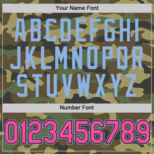 Загрузить изображение в средство просмотра галереи, Custom Camo Pink Black-Light Blue Bomber Full-Snap Varsity Letterman Salute To Service Hoodie Jacket