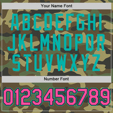 Загрузить изображение в средство просмотра галереи, Custom Camo Pink Black-Aqua Bomber Full-Snap Varsity Letterman Salute To Service Hoodie Jacket