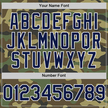 Laden Sie das Bild in den Galerie-Viewer, Custom Camo Navy-White Bomber Full-Snap Varsity Letterman Salute To Service Hoodie Jacket