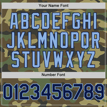 Laden Sie das Bild in den Galerie-Viewer, Custom Camo Navy-Light Blue Bomber Full-Snap Varsity Letterman Salute To Service Hoodie Jacket