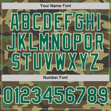 Laden Sie das Bild in den Galerie-Viewer, Custom Camo Kelly Green-White Bomber Full-Snap Varsity Letterman Salute To Service Hoodie Jacket