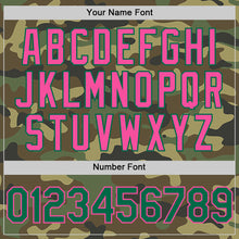 Laden Sie das Bild in den Galerie-Viewer, Custom Camo Kelly Green-Pink Bomber Full-Snap Varsity Letterman Salute To Service Hoodie Jacket