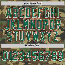 Laden Sie das Bild in den Galerie-Viewer, Custom Camo Kelly Green-Red Bomber Full-Snap Varsity Letterman Salute To Service Hoodie Jacket