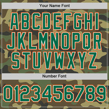 Laden Sie das Bild in den Galerie-Viewer, Custom Camo Kelly Green-Orange Bomber Full-Snap Varsity Letterman Salute To Service Hoodie Jacket