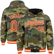 Charger l'image dans la galerie, Custom Camo Orange-White Bomber Full-Snap Varsity Letterman Salute To Service Hoodie Jacket