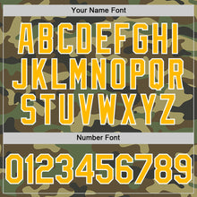 Laden Sie das Bild in den Galerie-Viewer, Custom Camo Gold-White Bomber Full-Snap Varsity Letterman Salute To Service Hoodie Jacket