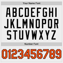 Laden Sie das Bild in den Galerie-Viewer, Custom White Orange-Black Bomber Full-Snap Varsity Letterman Hoodie Jacket