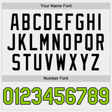 Load image into Gallery viewer, Custom White Neon Green-Black Bomber Full-Snap Varsity Letterman Hoodie Jacket