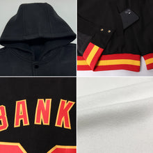 Laden Sie das Bild in den Galerie-Viewer, Custom White Green-Gold Bomber Full-Snap Varsity Letterman Hoodie Jacket