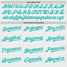 Load image into Gallery viewer, Custom White Aqua Bomber Full-Snap Varsity Letterman Hoodie Jacket