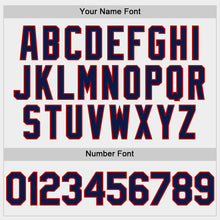 Laden Sie das Bild in den Galerie-Viewer, Custom White Navy-Red Bomber Full-Snap Varsity Letterman Hoodie Jacket