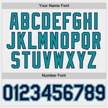 Laden Sie das Bild in den Galerie-Viewer, Custom White Navy Gray-Teal Bomber Full-Snap Varsity Letterman Hoodie Jacket