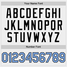 Load image into Gallery viewer, Custom White Light Blue-Black Bomber Full-Snap Varsity Letterman Hoodie Jacket