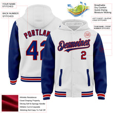 Загрузить изображение в средство просмотра галереи, Custom White Royal-Red Bomber Full-Snap Varsity Letterman Two Tone Hoodie Jacket