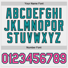 Charger l'image dans la galerie, Custom White Pink Black-Teal Bomber Full-Snap Varsity Letterman Two Tone Hoodie Jacket