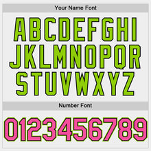 Charger l'image dans la galerie, Custom White Pink Black-Neon Green Bomber Full-Snap Varsity Letterman Two Tone Hoodie Jacket