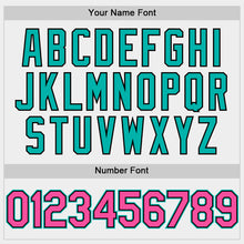 Charger l'image dans la galerie, Custom White Pink Black-Aqua Bomber Full-Snap Varsity Letterman Two Tone Hoodie Jacket