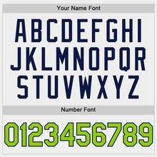 Load image into Gallery viewer, Custom White Neon Green-Navy Bomber Full-Snap Varsity Letterman Two Tone Hoodie Jacket