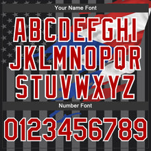 Laden Sie das Bild in den Galerie-Viewer, Custom Black Red-Gray Puerto Rico Puerto Rican Flag 3D Bomber Full-Snap Varsity Letterman Hoodie Jacket