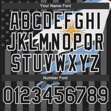 Laden Sie das Bild in den Galerie-Viewer, Custom Black Gray-White Argentina Argentinian Flag 3D Bomber Full-Snap Varsity Letterman Hoodie Jacket