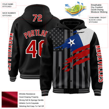 Laden Sie das Bild in den Galerie-Viewer, Custom Black Red-Gray Chile Chilean Flag 3D Bomber Full-Snap Varsity Letterman Hoodie Jacket