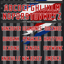 Laden Sie das Bild in den Galerie-Viewer, Custom Black Red-Gray Costa Rica Costa Rican Flag 3D Bomber Full-Snap Varsity Letterman Hoodie Jacket