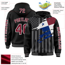 Laden Sie das Bild in den Galerie-Viewer, Custom Black Crimson-Gray Panama Panamanian Flag 3D Bomber Full-Snap Varsity Letterman Hoodie Jacket
