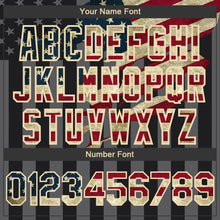 Laden Sie das Bild in den Galerie-Viewer, Custom Black Vintage USA Flag Cream-Gray 3D Bomber Full-Snap Varsity Letterman Hoodie Jacket