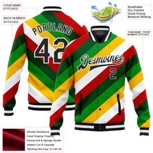 Laden Sie das Bild in den Galerie-Viewer, Custom White Black Christmas 3D Bomber Full-Snap Varsity Letterman Jacket