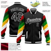 Laden Sie das Bild in den Galerie-Viewer, Custom Black White Christmas 3D Bomber Full-Snap Varsity Letterman Jacket