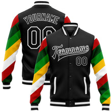 Laden Sie das Bild in den Galerie-Viewer, Custom Black White Christmas 3D Bomber Full-Snap Varsity Letterman Jacket