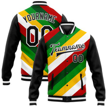 Laden Sie das Bild in den Galerie-Viewer, Custom Black White Christmas 3D Bomber Full-Snap Varsity Letterman Jacket