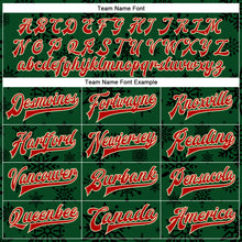 Laden Sie das Bild in den Galerie-Viewer, Custom Green Red-Cream Christmas 3D Bomber Full-Snap Varsity Letterman Jacket