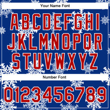 Laden Sie das Bild in den Galerie-Viewer, Custom Royal Red-White Christmas 3D Bomber Full-Snap Varsity Letterman Jacket