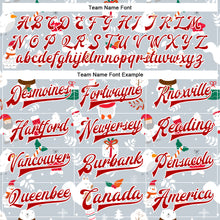 Laden Sie das Bild in den Galerie-Viewer, Custom Silver Red-White Christmas 3D Bomber Full-Snap Varsity Letterman Jacket
