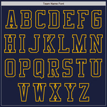 Load image into Gallery viewer, Custom Navy Gold Bomber Varsity Letterman Zipper Jacket