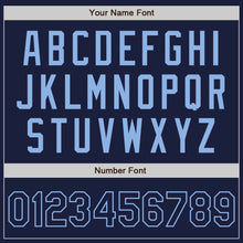 Load image into Gallery viewer, Custom Navy Light Blue Bomber Varsity Letterman Zipper Jacket