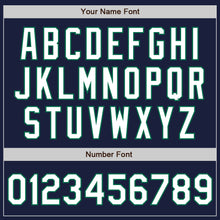 Загрузить изображение в средство просмотра галереи, Custom Navy White-Kelly Green Bomber Varsity Letterman Zipper Jacket