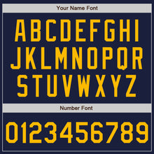 Загрузить изображение в средство просмотра галереи, Custom Navy Gold Bomber Varsity Letterman Zipper Jacket