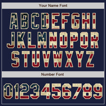 Load image into Gallery viewer, Custom Navy Vintage USA Flag Cream-Maroon Bomber Varsity Letterman Zipper Jacket