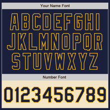 Загрузить изображение в средство просмотра галереи, Custom Navy Gold-Cream Bomber Varsity Letterman Two Tone Zipper Jacket