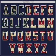 Charger l'image dans la galerie, Custom Navy Vintage USA Flag Cream-Maroon Bomber Varsity Letterman Two Tone Zipper Jacket