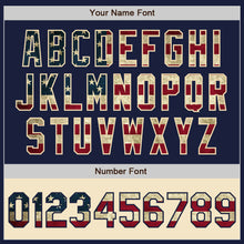 Charger l'image dans la galerie, Custom Navy Vintage USA Flag Cream-Maroon Bomber Varsity Letterman Two Tone Zipper Jacket