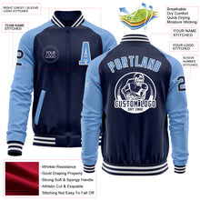 Загрузить изображение в средство просмотра галереи, Custom Navy Light Blue-White Bomber Varsity Letterman Two Tone Zipper Jacket