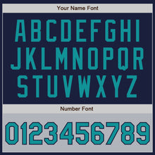 Загрузить изображение в средство просмотра галереи, Custom Navy Teal-Gray Bomber Varsity Letterman Two Tone Zipper Jacket