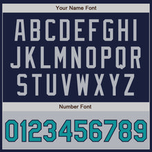 Charger l'image dans la galerie, Custom Navy Gray-Teal Bomber Varsity Letterman Two Tone Zipper Jacket