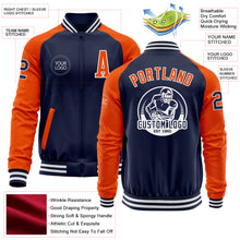 Загрузить изображение в средство просмотра галереи, Custom Navy Orange-White Bomber Varsity Letterman Two Tone Zipper Jacket