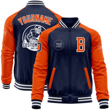 Загрузить изображение в средство просмотра галереи, Custom Navy Orange-White Bomber Varsity Letterman Two Tone Zipper Jacket