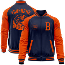 Загрузить изображение в средство просмотра галереи, Custom Navy Orange Bomber Varsity Letterman Two Tone Zipper Jacket
