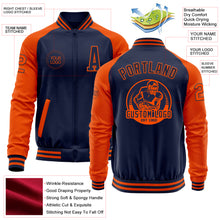 Загрузить изображение в средство просмотра галереи, Custom Navy Orange Bomber Varsity Letterman Two Tone Zipper Jacket